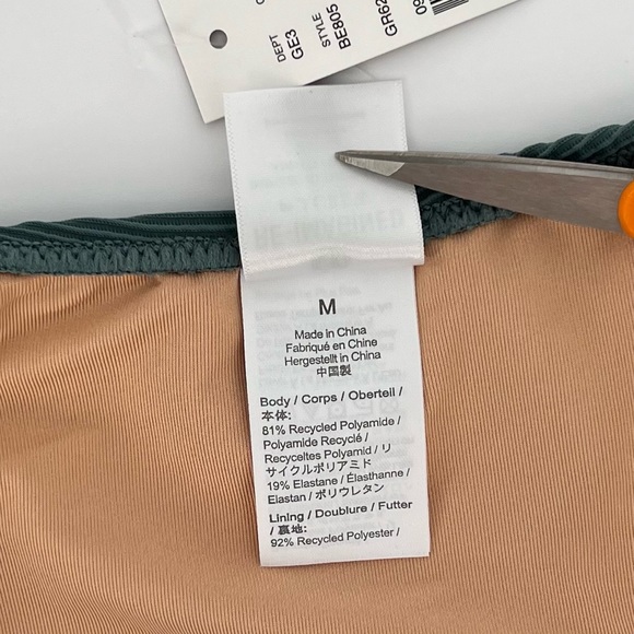 J. Crew Womens Ribbed Cheeky String Bikini Swim Bottom Size M Green Curved Waist - Picture 5 of 8